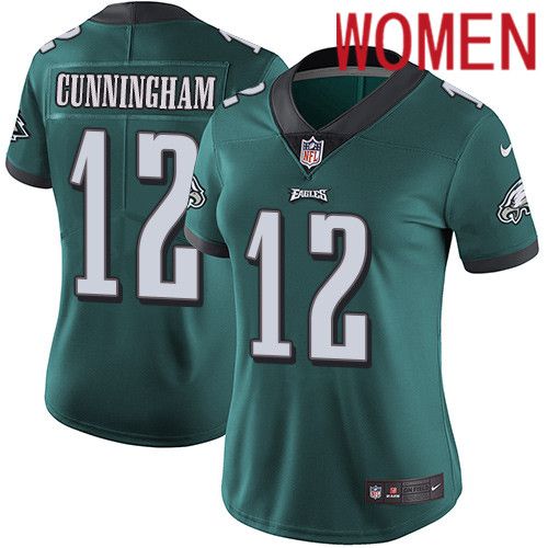Women Philadelphia Eagles #12 Randall Cunningham Nike Midnight Green Vapor Limited NFL Jersey->women nfl jersey->Women Jersey